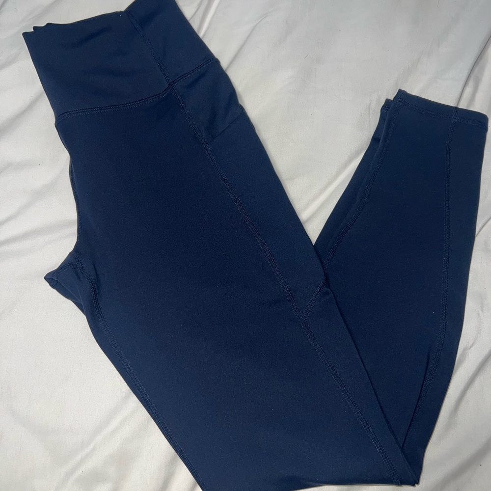 Navy Blue High-Waisted Leggings with pockets worn once